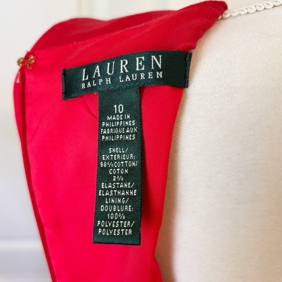 Lauren Ralph Lauren Women 10 Red Sheath Stretch Sleeveless Dress Career Cocktail - Picture 6 of 7